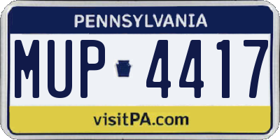 PA license plate MUP4417