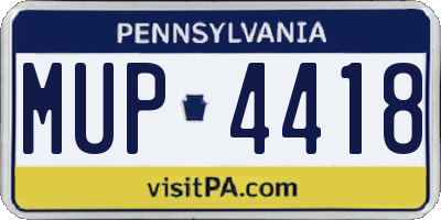 PA license plate MUP4418