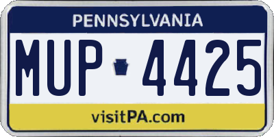 PA license plate MUP4425