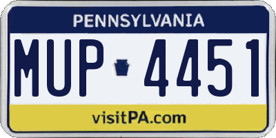 PA license plate MUP4451