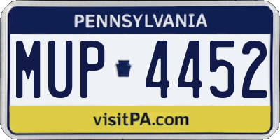 PA license plate MUP4452