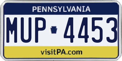 PA license plate MUP4453