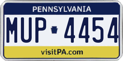 PA license plate MUP4454