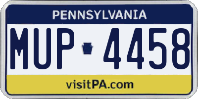 PA license plate MUP4458