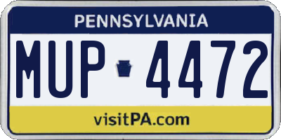 PA license plate MUP4472