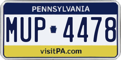 PA license plate MUP4478