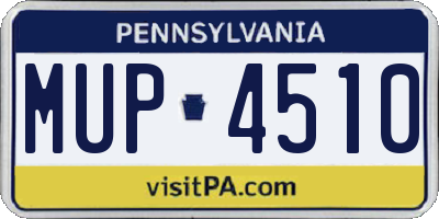 PA license plate MUP4510