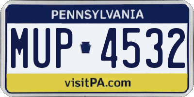 PA license plate MUP4532