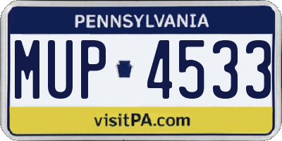 PA license plate MUP4533