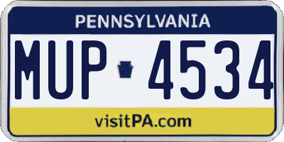 PA license plate MUP4534