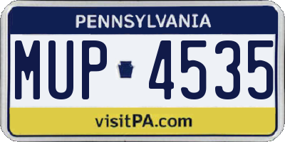 PA license plate MUP4535