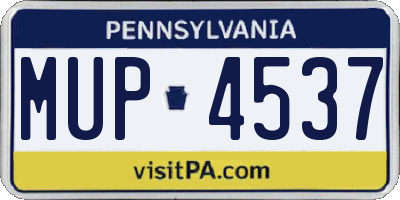 PA license plate MUP4537