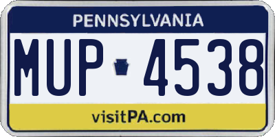 PA license plate MUP4538