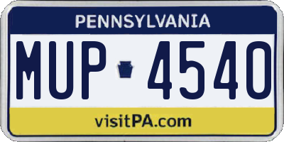 PA license plate MUP4540
