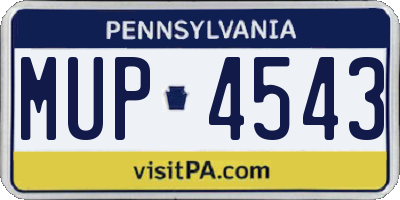 PA license plate MUP4543
