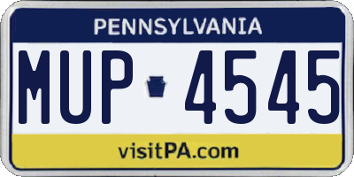 PA license plate MUP4545