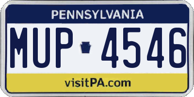 PA license plate MUP4546