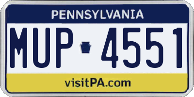 PA license plate MUP4551