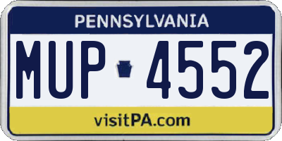 PA license plate MUP4552