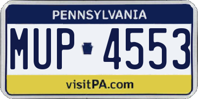 PA license plate MUP4553