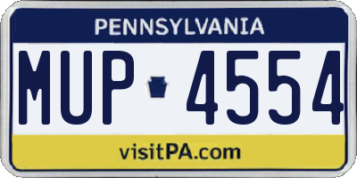 PA license plate MUP4554