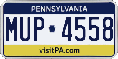 PA license plate MUP4558