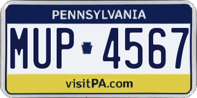 PA license plate MUP4567