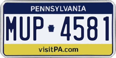 PA license plate MUP4581