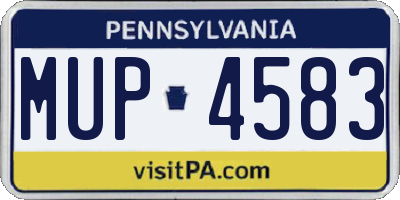 PA license plate MUP4583