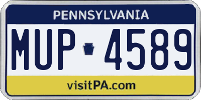 PA license plate MUP4589