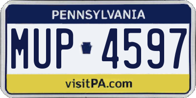 PA license plate MUP4597