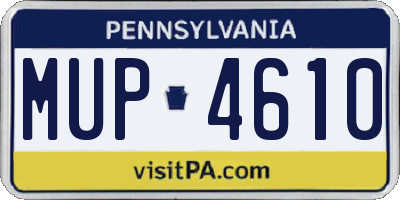 PA license plate MUP4610