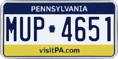 PA license plate MUP4651