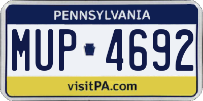 PA license plate MUP4692