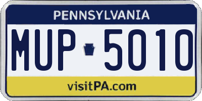 PA license plate MUP5010