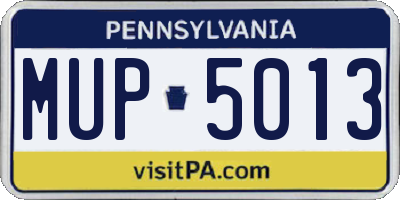 PA license plate MUP5013