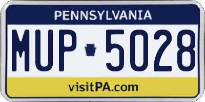 PA license plate MUP5028