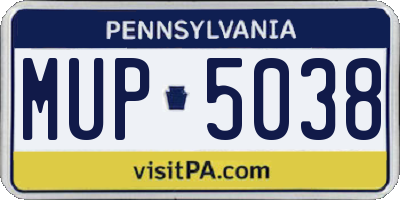 PA license plate MUP5038