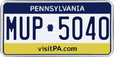 PA license plate MUP5040