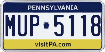 PA license plate MUP5118