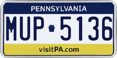PA license plate MUP5136