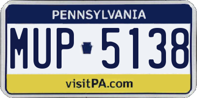 PA license plate MUP5138