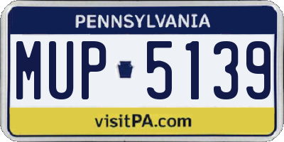 PA license plate MUP5139