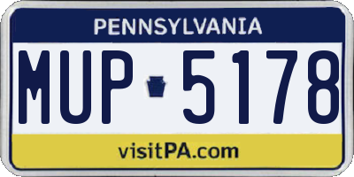 PA license plate MUP5178
