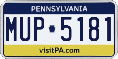 PA license plate MUP5181