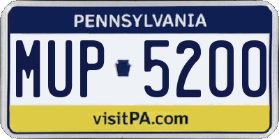 PA license plate MUP5200