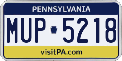 PA license plate MUP5218