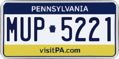 PA license plate MUP5221