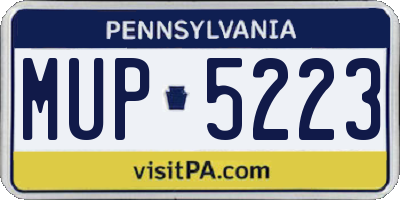 PA license plate MUP5223