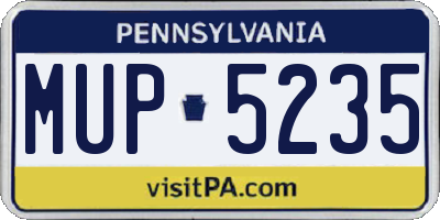 PA license plate MUP5235